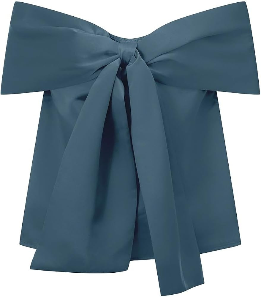 Lordree Women Off Shoulder Top Oversized Bow Short Sleeve T Shirt Bow Knot Pleated Peplum Blouse ... | Amazon (US)