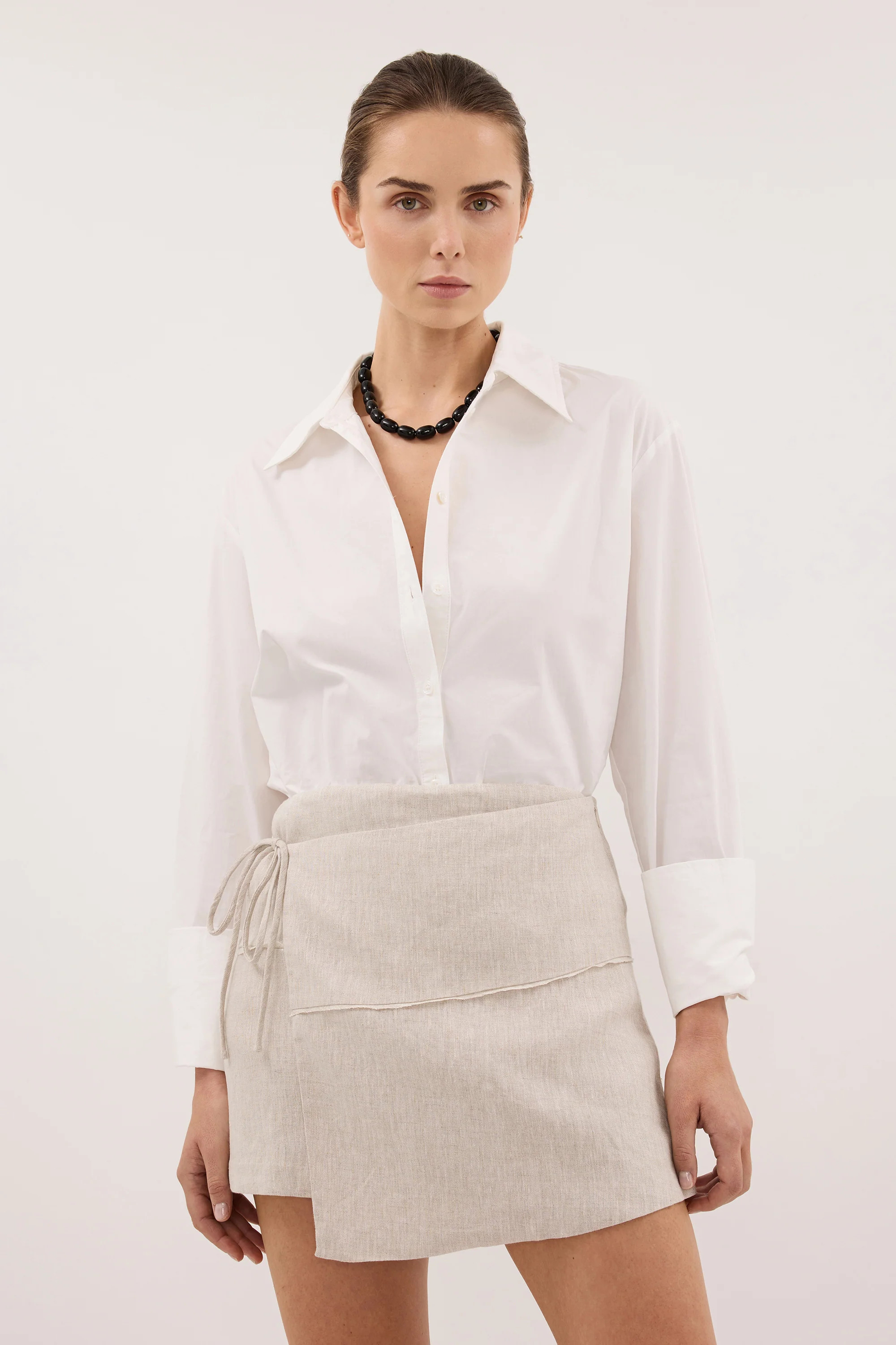 RENNA NATURAL WRAP LINEN SKORT | DISSH