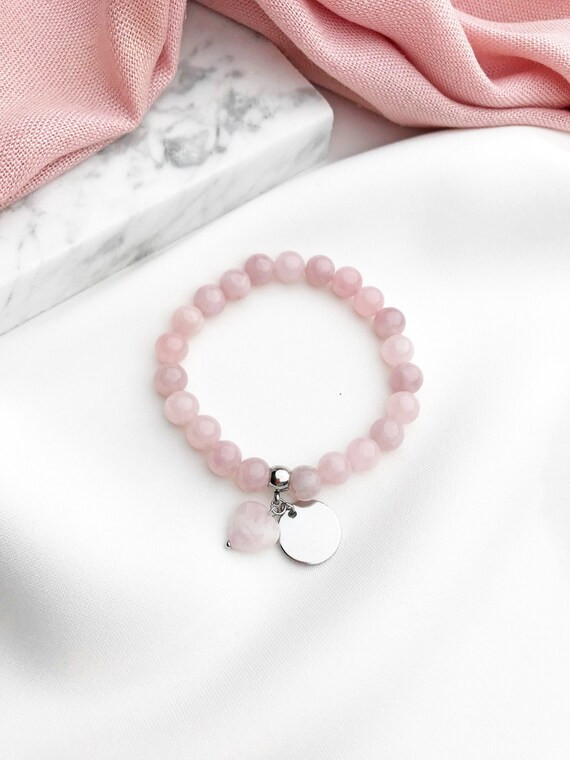 Rose quartz personalized bracelet | Etsy (US)
