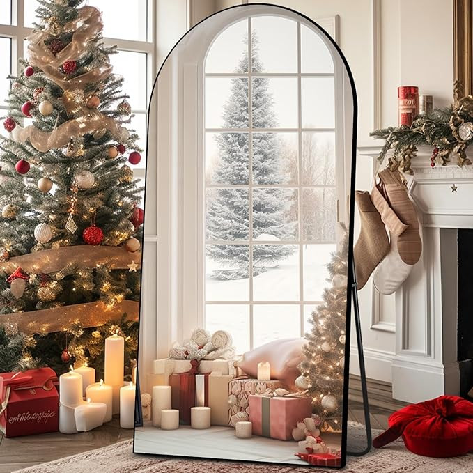 ABSWHLM Arched Full Length Mirror 71"x32" with Stand Aluminum Alloy Frame Floor Large Mirror for ... | Amazon (US)