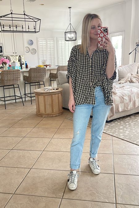 Outfit of the day - teacher outfit, casual outfit, breastfeeding friendly top, old navy jeans, golden goose 

#LTKshoecrush #LTKworkwear #LTKstyletip