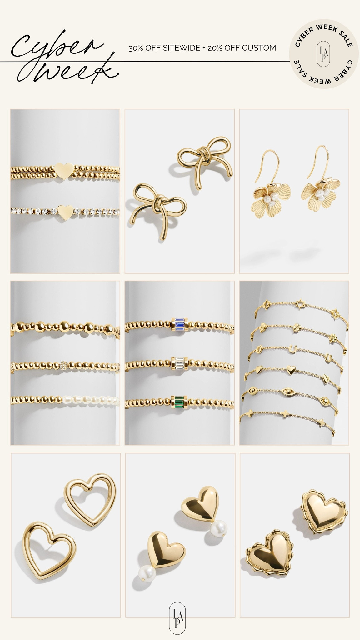 20% off custom 30% off everything else 

#LTKCyberWeek #LTKSaleAlert