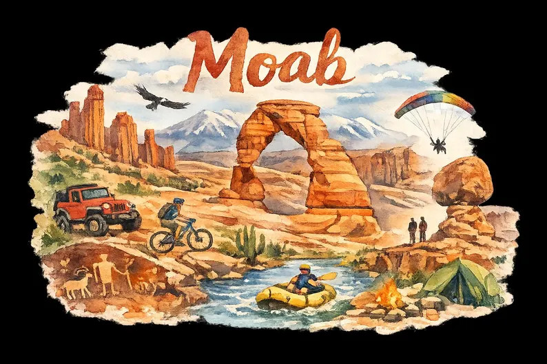 Moab Utah Watercolor PNG | Desert Travel Sublimation Design | Delicate Arch Digital Download | Ad... | Etsy (Global)