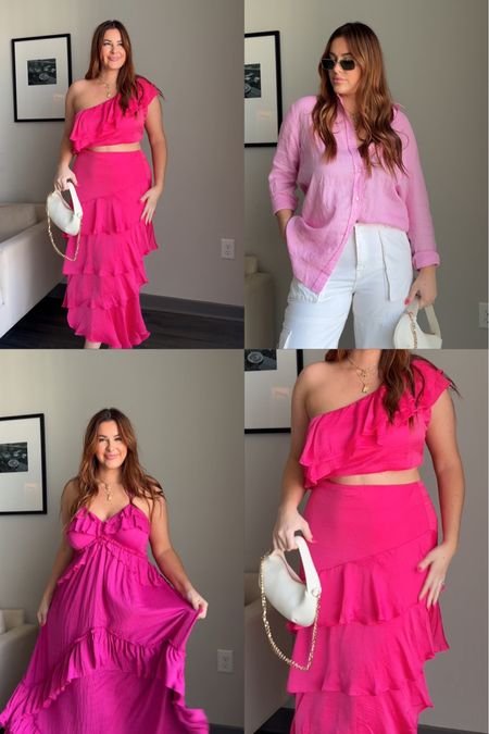 Pink spring color series! 💞👛🎀 girly outfits for vacations and girls night / brunch outfits / graduation dresses (discount on pink satin skirt set VERT20) 

#LTKparties #LTKstyletip #LTKmidsize