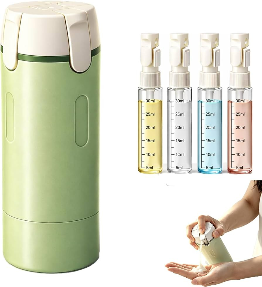 4 in 1 Travel Dispenser Bottle, 30ML Leak Proof Travel Size Toiletries Containers with Labels & S... | Amazon (US)