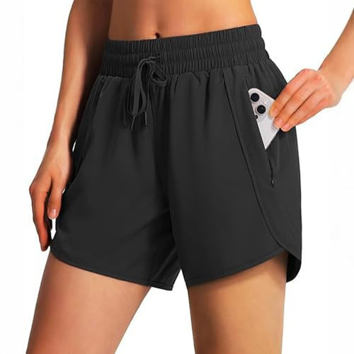 Womens Gym Shorts Biker Basketball Sweat Athletic Yoga Running Shorts Drawsting Stretch High Waisted Short with Pockets Casual Sleep Lounge Bermuda Short Comfy Plain Summer Outfits | Amazon (US)