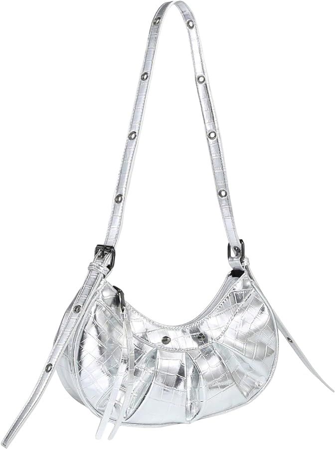 SHENHE Women's Casual Hobo Shoulder Bag Y2K PU Leather Ruched Zipper Clutch Handbag | Amazon (US)