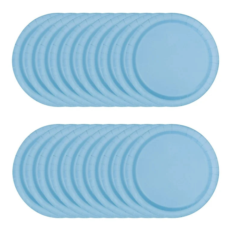 Way to Celebrate 9" Round Dinner Plates, Powder Blue, 20 Count | Walmart (US)