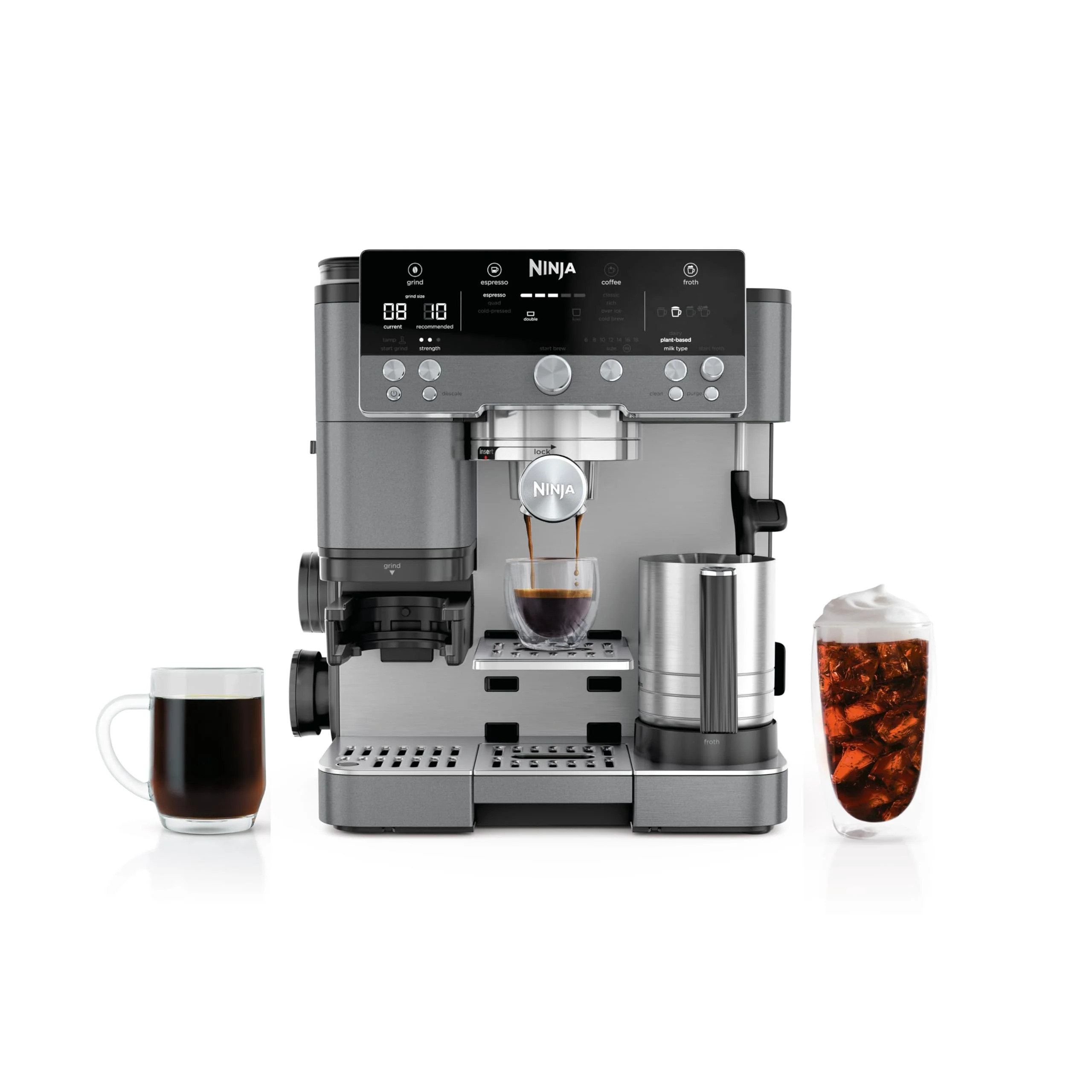 Ninja Luxe Cafe Premier Series, Espresso Machine, Drip Coffee, Rapid Cold Brew, Integrated Grinder, Hands-Free Frother, with Knock Box, Water Filter, Cleaning Tablets, Descaler, ES601GM - Walmart.com | Walmart (US)