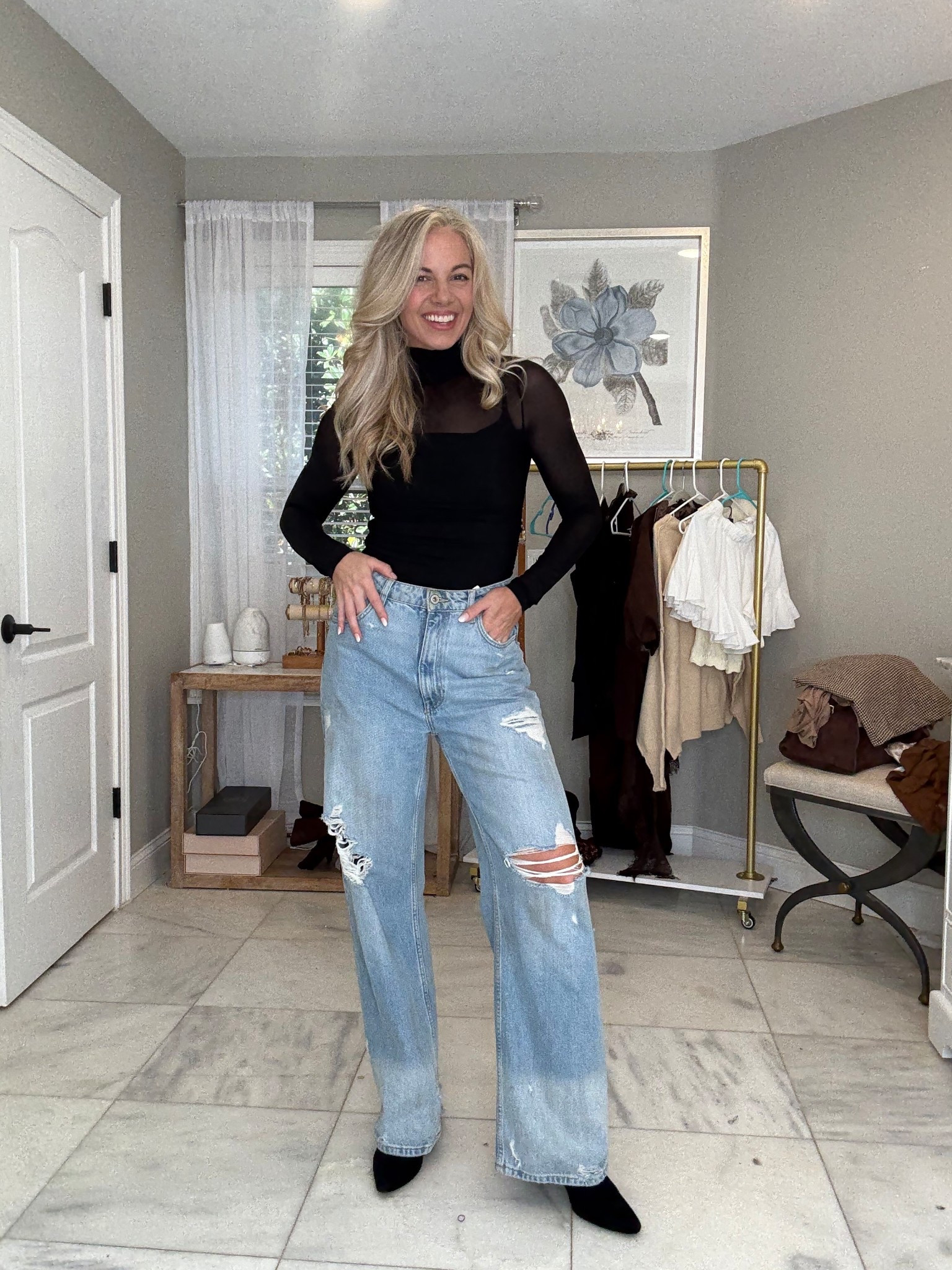 Thanksgiving outfit inspo ! This is so simple yet looks so elevated ! You could add any jacket over this too !! Wearing a size small in top and jeans size 26!

#LTKSeasonal #LTKU #LTKHoliday