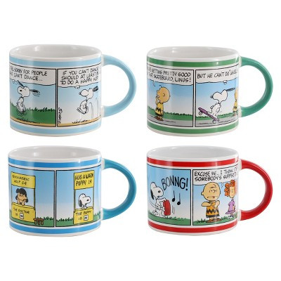 Peanuts 4 Piece Comic Strip 20 Ounce Stoneware Mug Set in Assorted Colors | Target