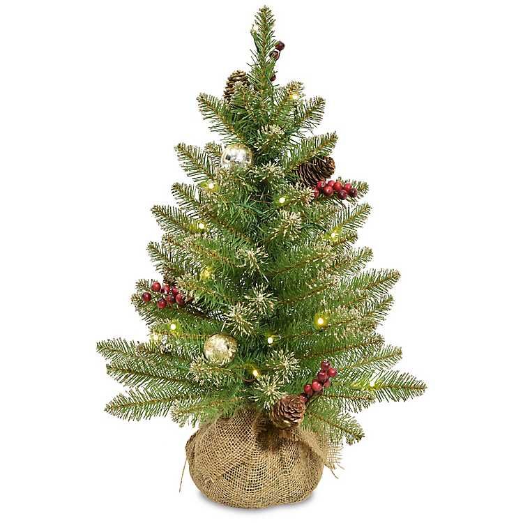 2 ft. Pre-Lit Burlap Base Glitter Christmas Tree | Kirkland's Home