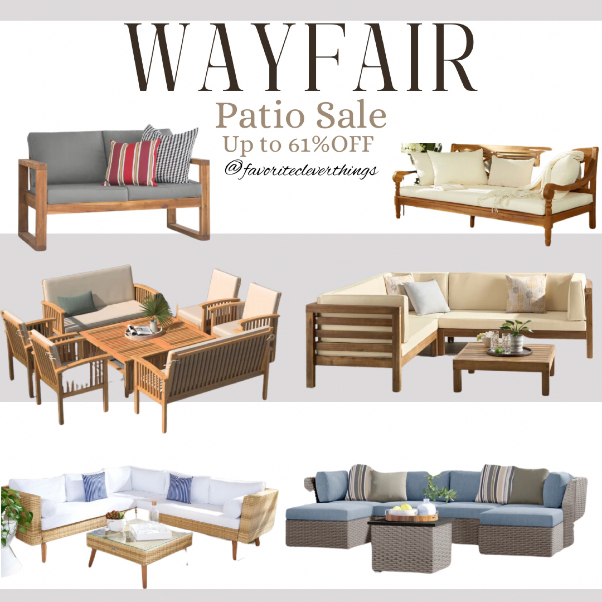Wayfair outdoor furniture sale up to 61%off

Home decor
Outdoor furniture 
Patio furniture
Summer finds
Outdoor decor
#LTKSeasonal

#LTKsalealert #LTKhome #LTKFind