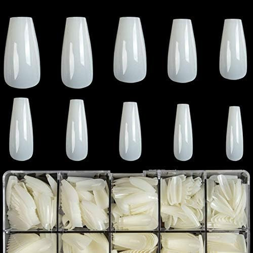 Ballerina Nail Tips Short - Natural Acrylic Nail Tips Coffin Shape Short Ballerina Nails INFELING... | Amazon (US)