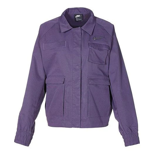 (WMNS) Nike Sportswear Swoosh Sports Cargo Multiple Pockets Woven Jacket Purple | KICKS CREW