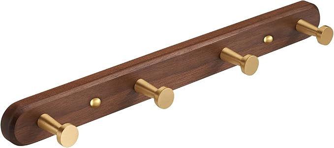 Wall Mounted Coat Rack, Entryway Hanging Rack, Metal Wood Coat Rail with 4 Rustic Hooks for Scarf... | Amazon (US)