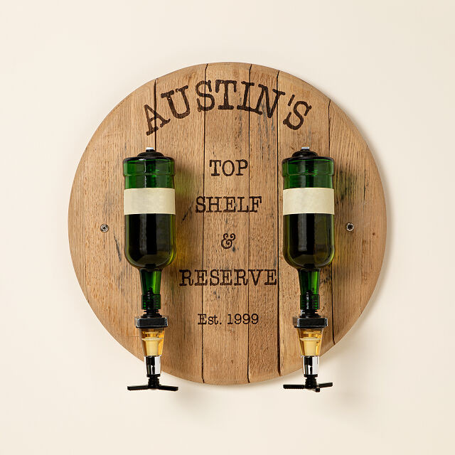 Custom Bourbon Barrel Double Liquor Dispenser | UncommonGoods