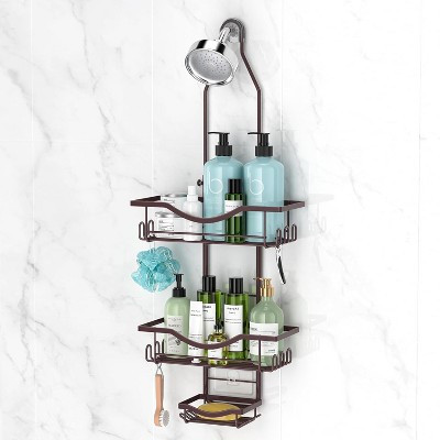 Black Adjustable Hanging Shower Caddy | Rustproof Anti-Swing Over Shower Head with Soap Holder Hooks Bronze-24.3‘’-30.6‘’ 24.3*11.8*4.7 | Target
