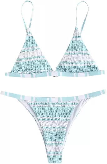 ZAFUL Women's Triangle Bikini Floral String Bikini Set Two Piece Swimsuit Bathing Suits