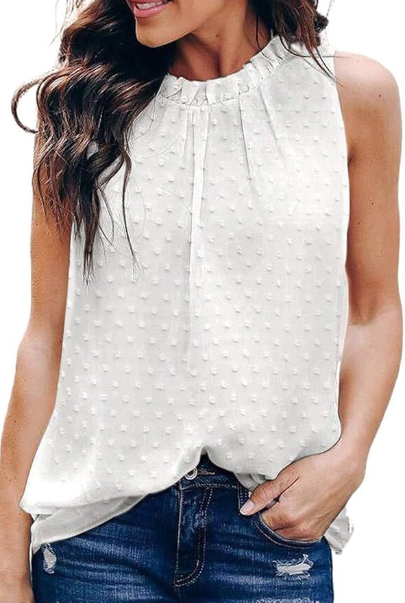 Astylish Women Summer Halter Chiffon Tank Tops Casual Sleeveless Shirts Blouses(S-XXL) | Amazon (US)