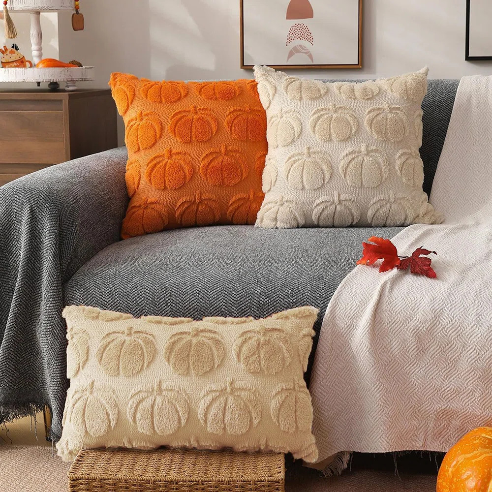 Fall Pillow Covers 12X20 Fall Decorations Autumn Beige Big Pumpkins Decor Soft Plush Faux Fur Wool Couch Cushion Case For Chair Sofa Living Room Home | Wayfair North America