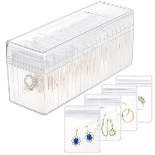 Acrylic Jewelry Box Organizer, Clear Jewelry Organizer and Storage with 20 Portable Anti Tarnish ... | Amazon (US)