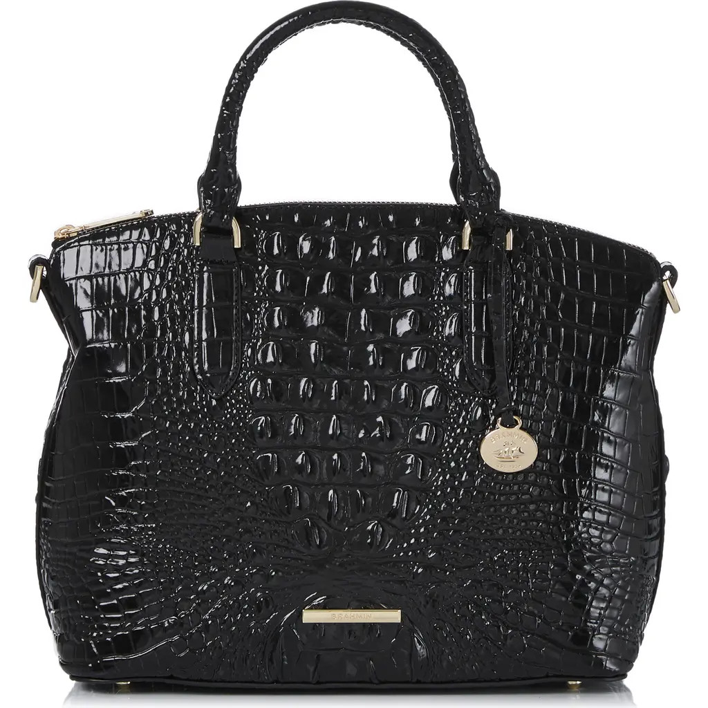 Brahmin Duxbury Croc Embossed Leather Satchel in Black at Nordstrom | Nordstrom
