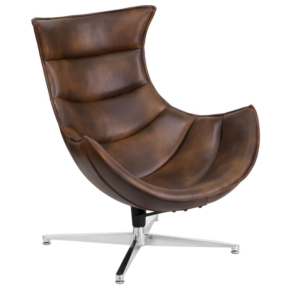 Flash Furniture Brown Egg Chair, Bomber Jacket | The Home Depot