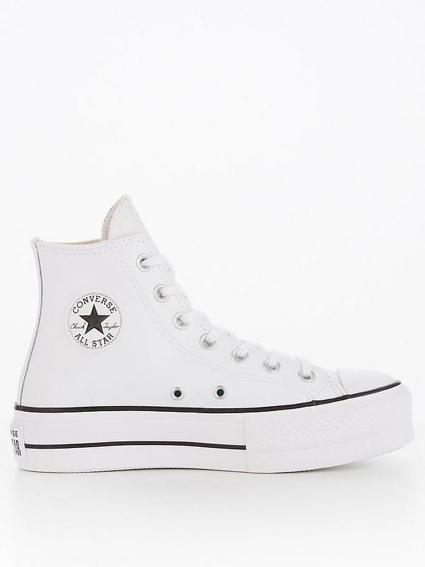 Converse Chuck Taylor All Star Leather Lift Platform Hi-Tops - White | Very (UK)