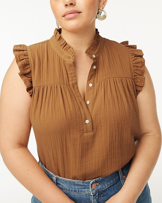 Gauze smocked ruffleneck top | J.Crew Factory