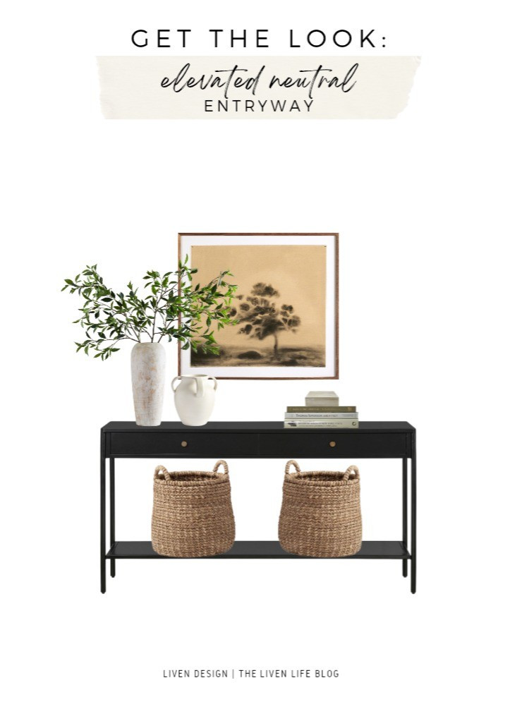 Get the look. Elevated neutral entryway. Home decor. Console table. Coffee table books. Ceramic vase. Decorative box. Woven baskets. 

#LTKSeasonal #LTKHome #LTKSaleAlert
