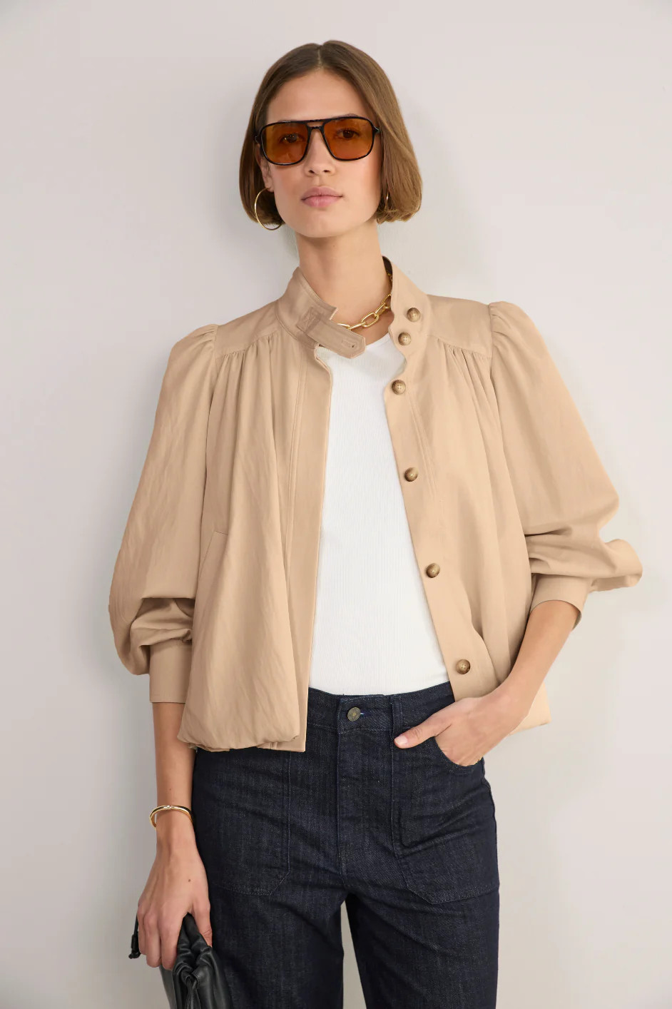 Lana Bubble Hem Trench - Sand | WYSE London