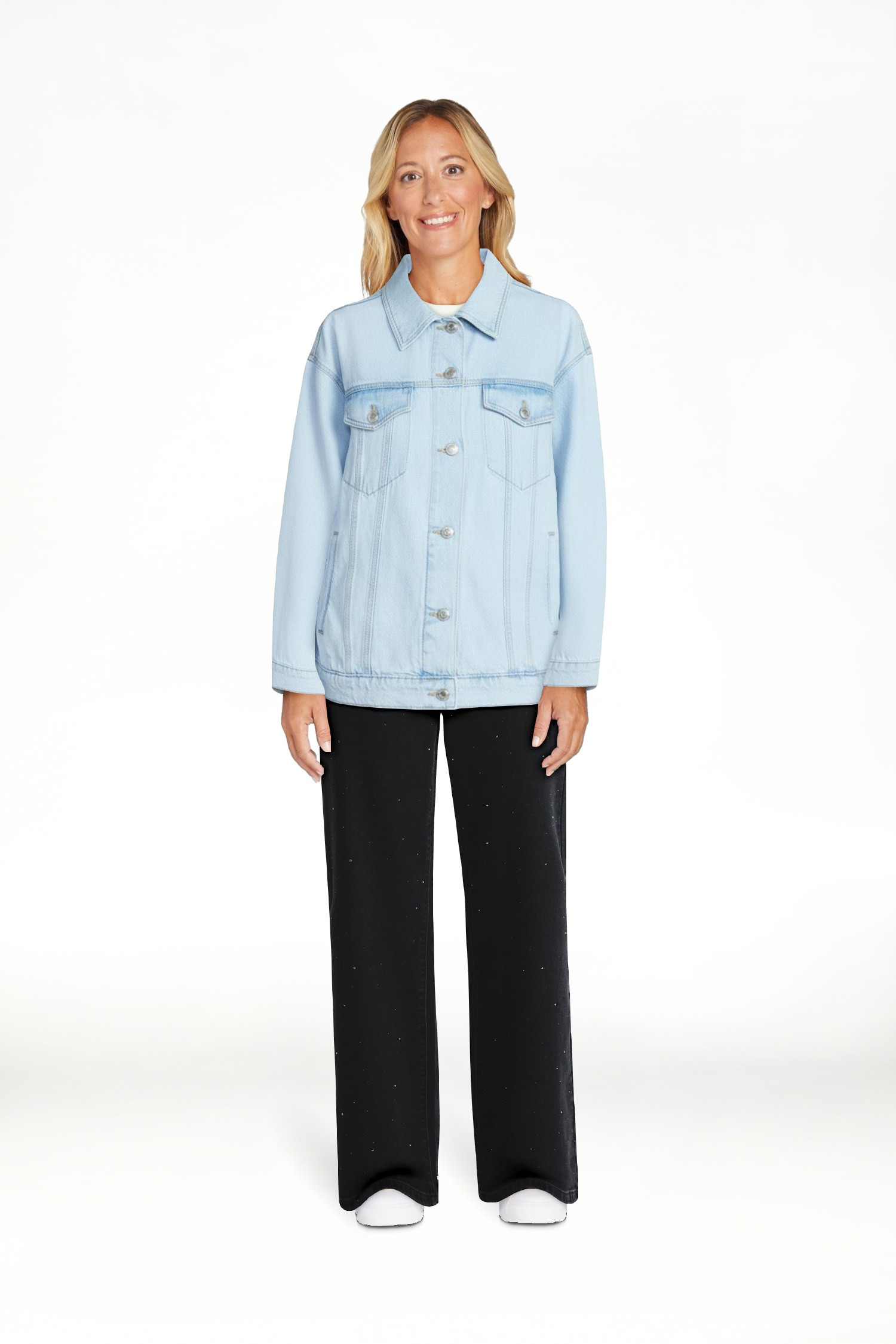 No Boundaries Oversized Cotton Denim Jacket, Women's XXS-XXL | Walmart (US)