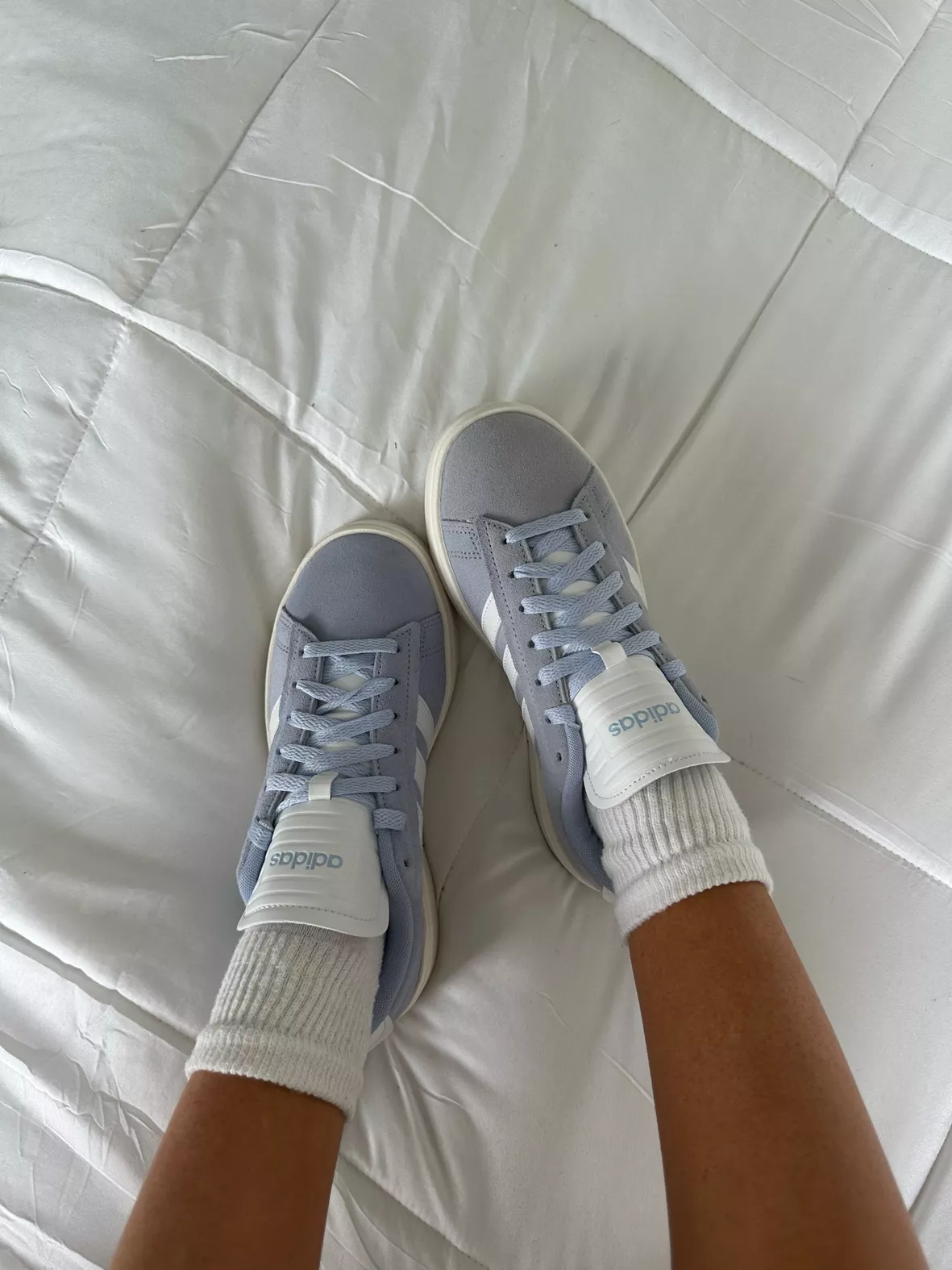 adidas Women's Grand Court Alpha Sneaker, White/Blue