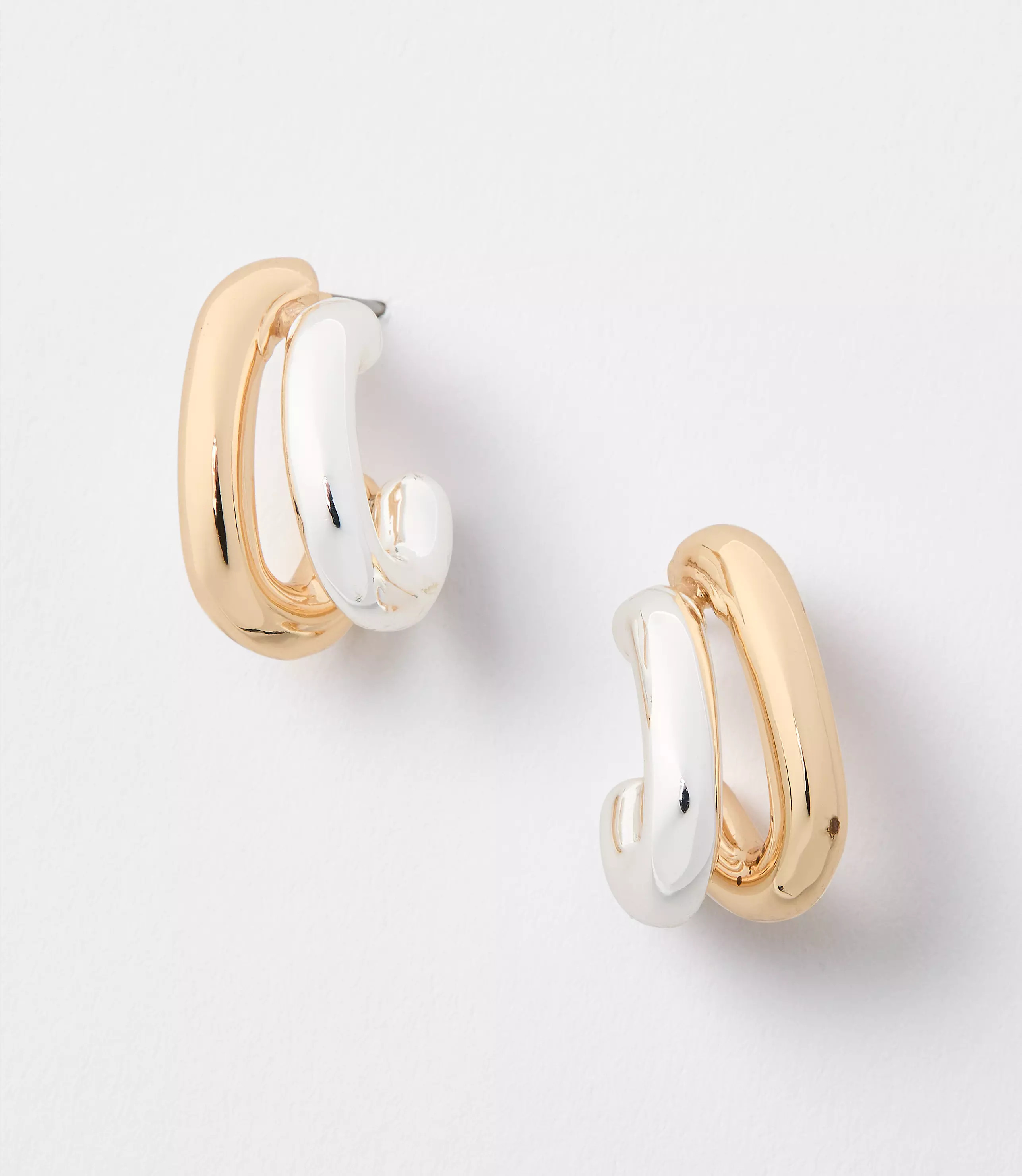 Mixed Metal Open Hoop Earrings | LOFT