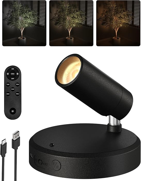 EZVALO Wireless LED Spotlights Indoor, 5500mAh Rechargeable Battery-Powered Plant Spotlights, Dim... | Amazon (US)