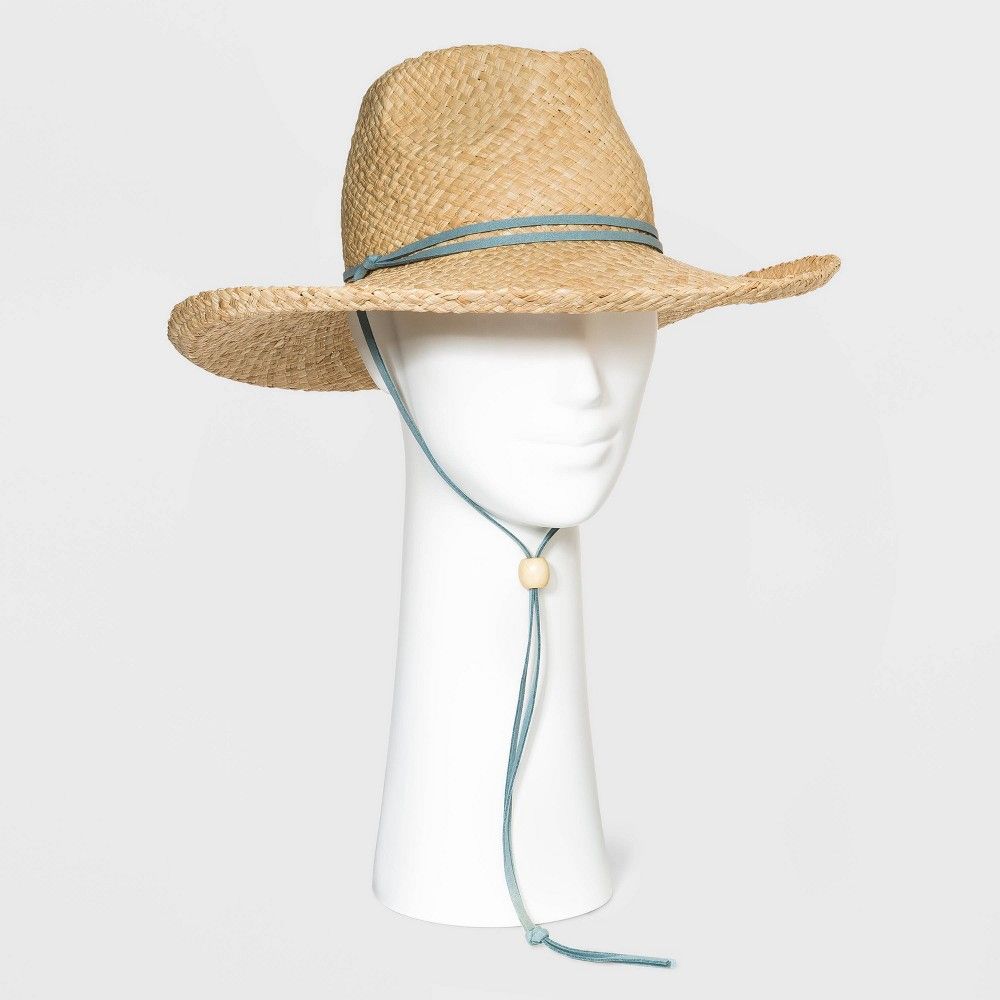 Women's Straw Panama Hat with Chin Strap - Universal Thread Natural, Brown | Target