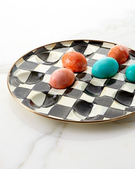 MacKenzie-Childs Courtly Check Enamel Egg Plate | Neiman Marcus