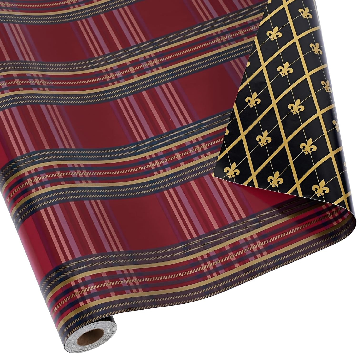 LaRibbons Reversible Christmas Wrapping Paper Red Black Plaid 17 In x 33 Ft | Amazon (US)