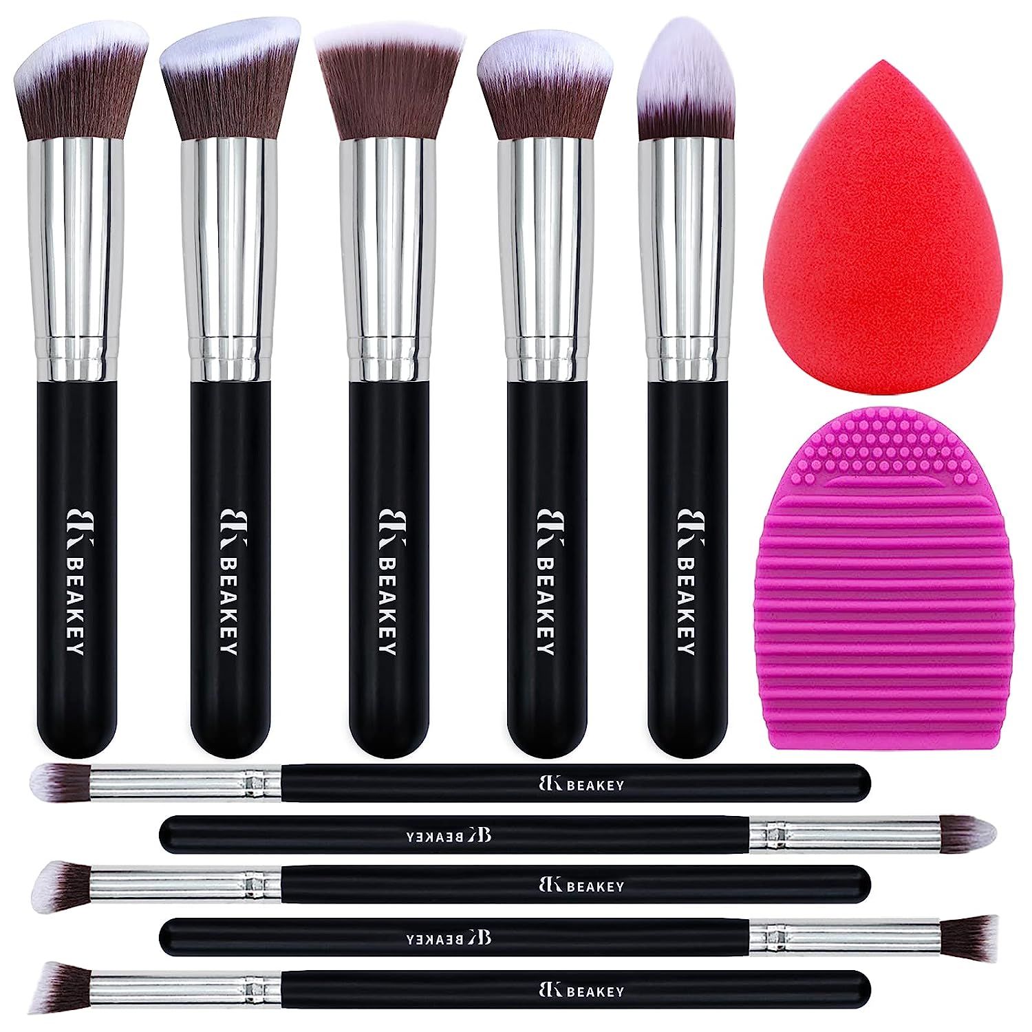 BEAKEY Makeup Brushes Premium Synthetic Foundation Face Brush Eyeshadow Kabuki Blush Brush Kit, M... | Amazon (US)