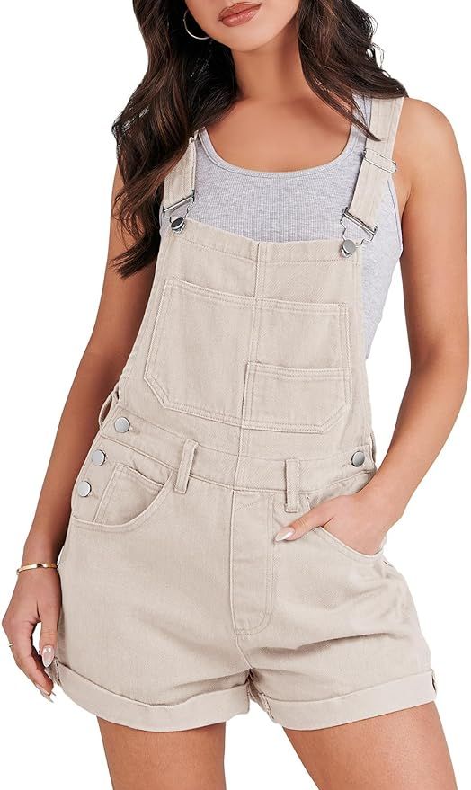 ANRABESS Overalls for Women 2024 Summer Casual Loose Fit Adjustable Shorts Denim Overall Rompers ... | Amazon (US)