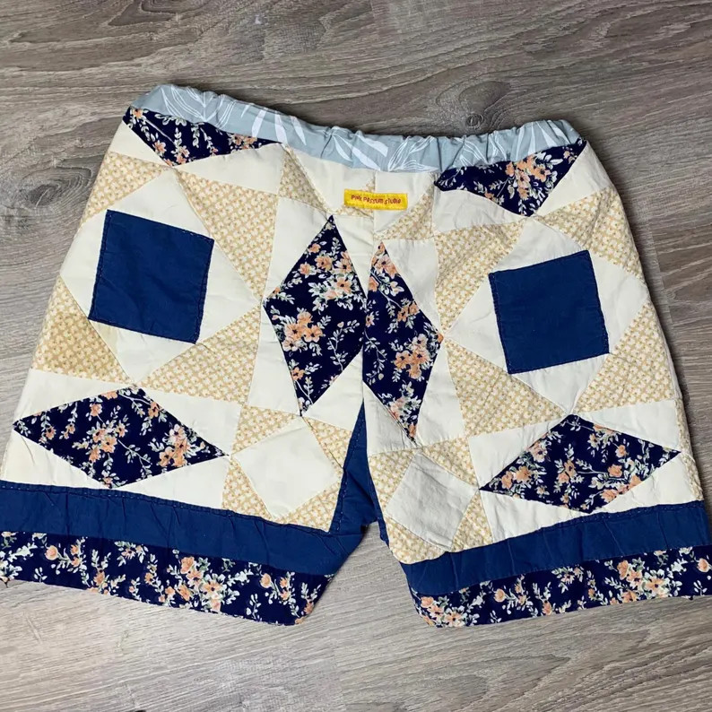 Vintage Upcycled Quilt Top Pocket Shorts Patchwork - Etsy | Etsy (US)