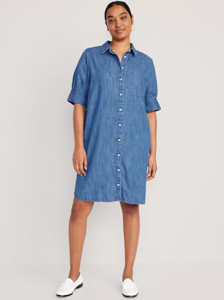 Short-Sleeve Jean Shirt Dress | Old Navy (US)