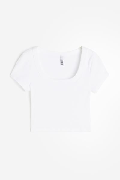 Ribbed Crop T-shirt - Black - Ladies | H&M US | H&M (US + CA)
