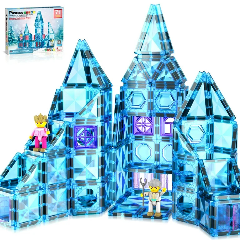 PicassoTiles Mini Magnetic Tiles for Kids – 71PCS STEM Construction Building Blocks Travel Toy ... | Walmart (US)