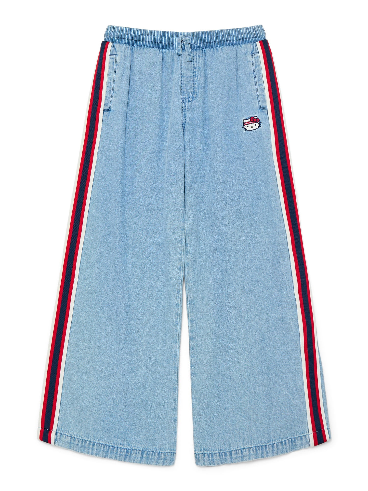Wonder Nation Hello Kitty Little and Big Girls Cotton Pull On Denim Pants, Sizes 4-18 | Walmart (US)