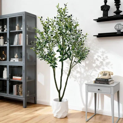 Fake Olive Tree with Pot, Faux Olive Tree 7Ft, Indoor Tall Artificial Plants Potted for Indoor Outdoor Living Room Home Office Entryway Restaurant Sto | Wayfair North America