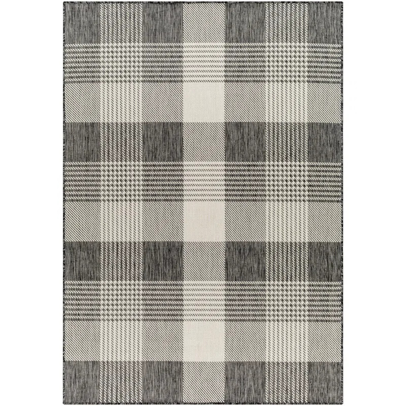 Emmeline Black/Ivory Outdoor Area Rug | Wayfair North America