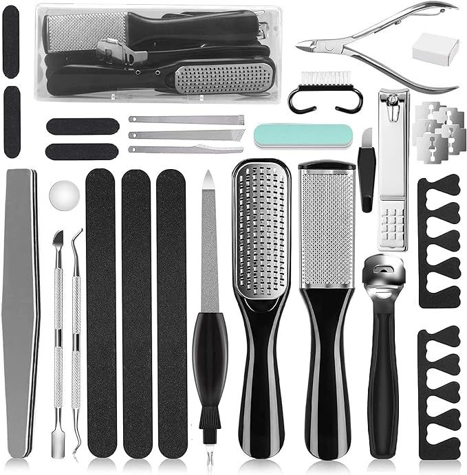 Professional Pedicure Tools Set, 26 in 1 Stainless Steel Foot Care Kit Foot Rasp Dead Skin Remove... | Amazon (US)