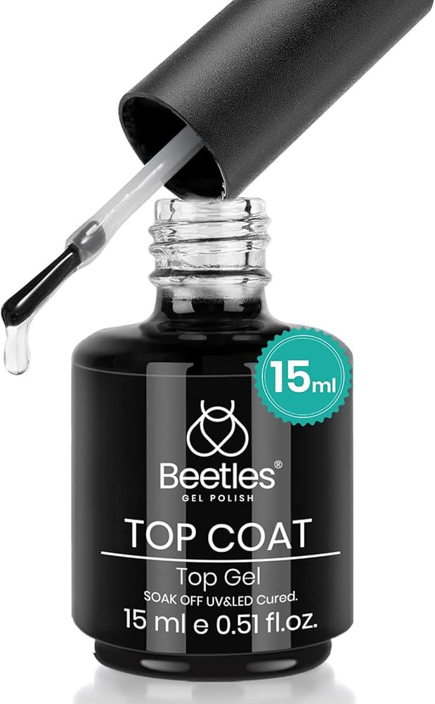 beetles Gel Polish No Wipe Gel Top Coat - Clear Color Top Coat Gel Nail Polish Shine Finish and L... | Amazon (US)